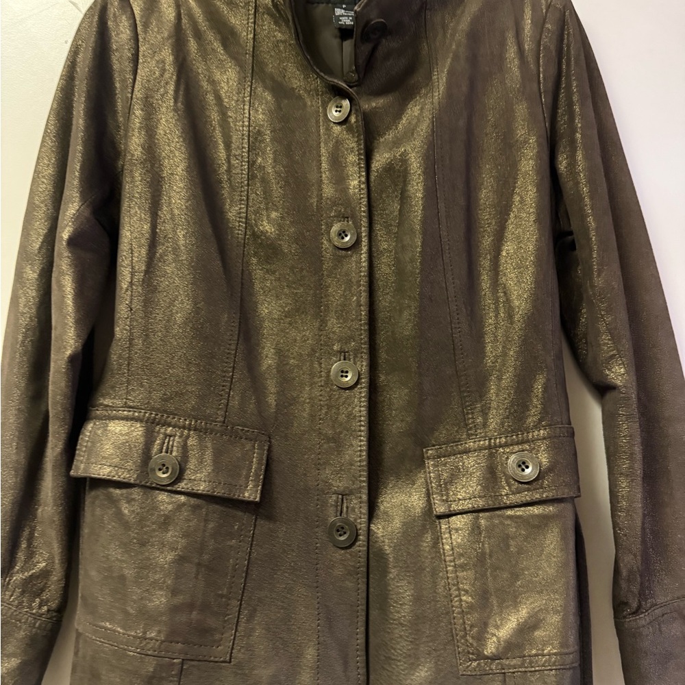 Alfani Metallic Gold leather Trench Coat